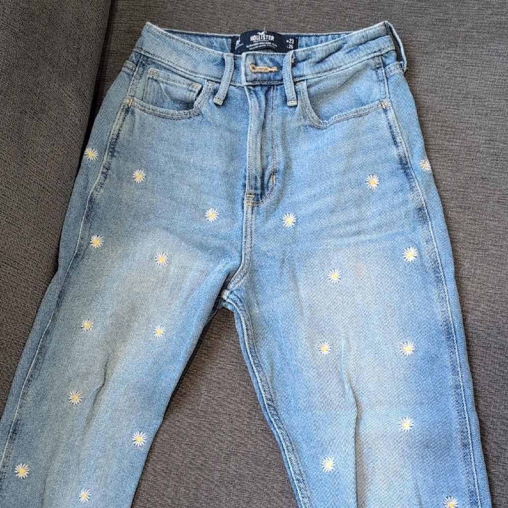 Hollister Light Blue Embroidered Boyfriend Jeans
